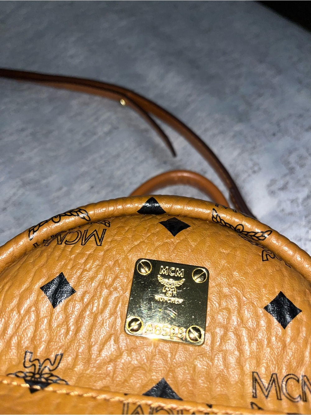 MCM Cognac Logo Mini Backpack Crossbody Bag - Picture 4 of 13